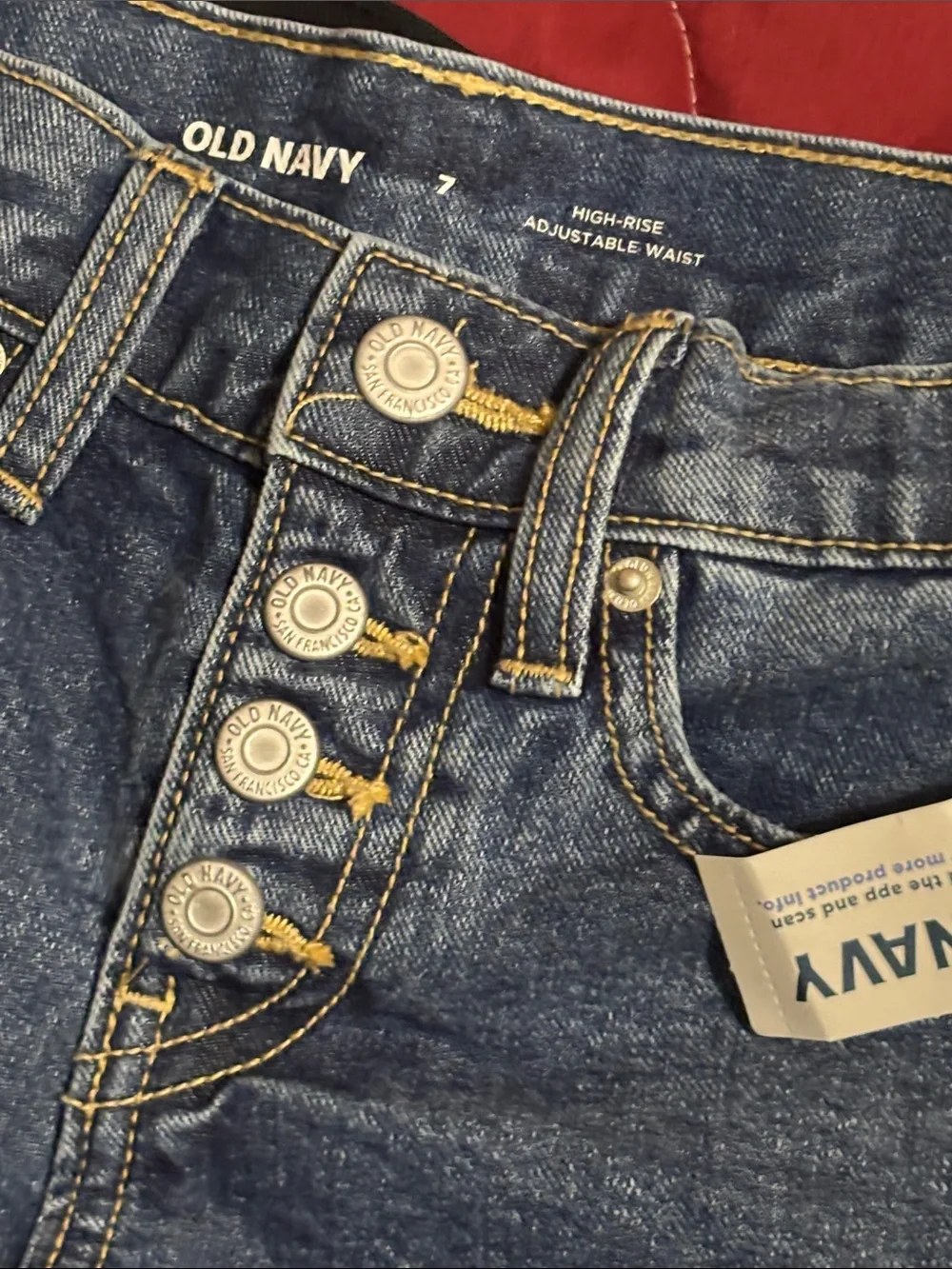 Old Navy High-Rise Button-Front Black and Blue Denim Shorts Set Lot of 2